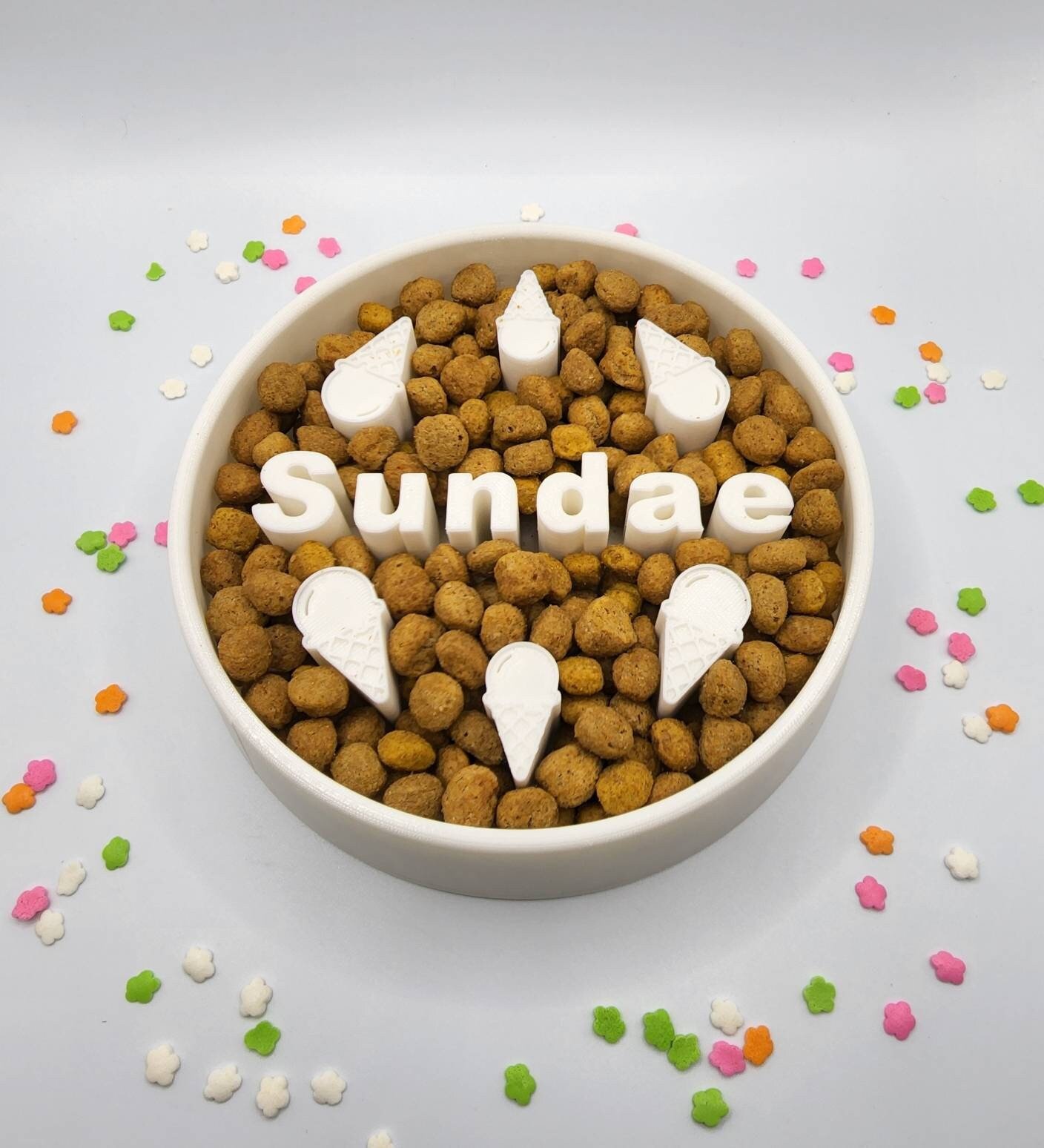 Personalized Ice Cream Cone Slow Feeder Dog Bowl – Custom Pet Dish