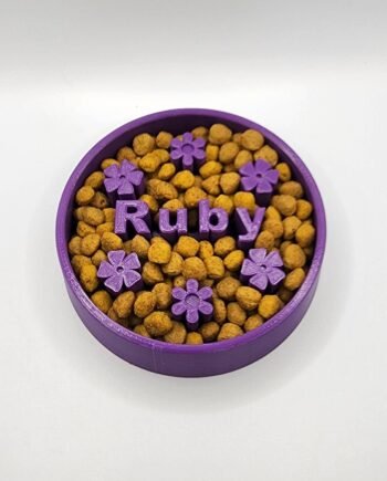 Personalized Flower Slow Feeder Dog Bowl | Custom Cat Dish