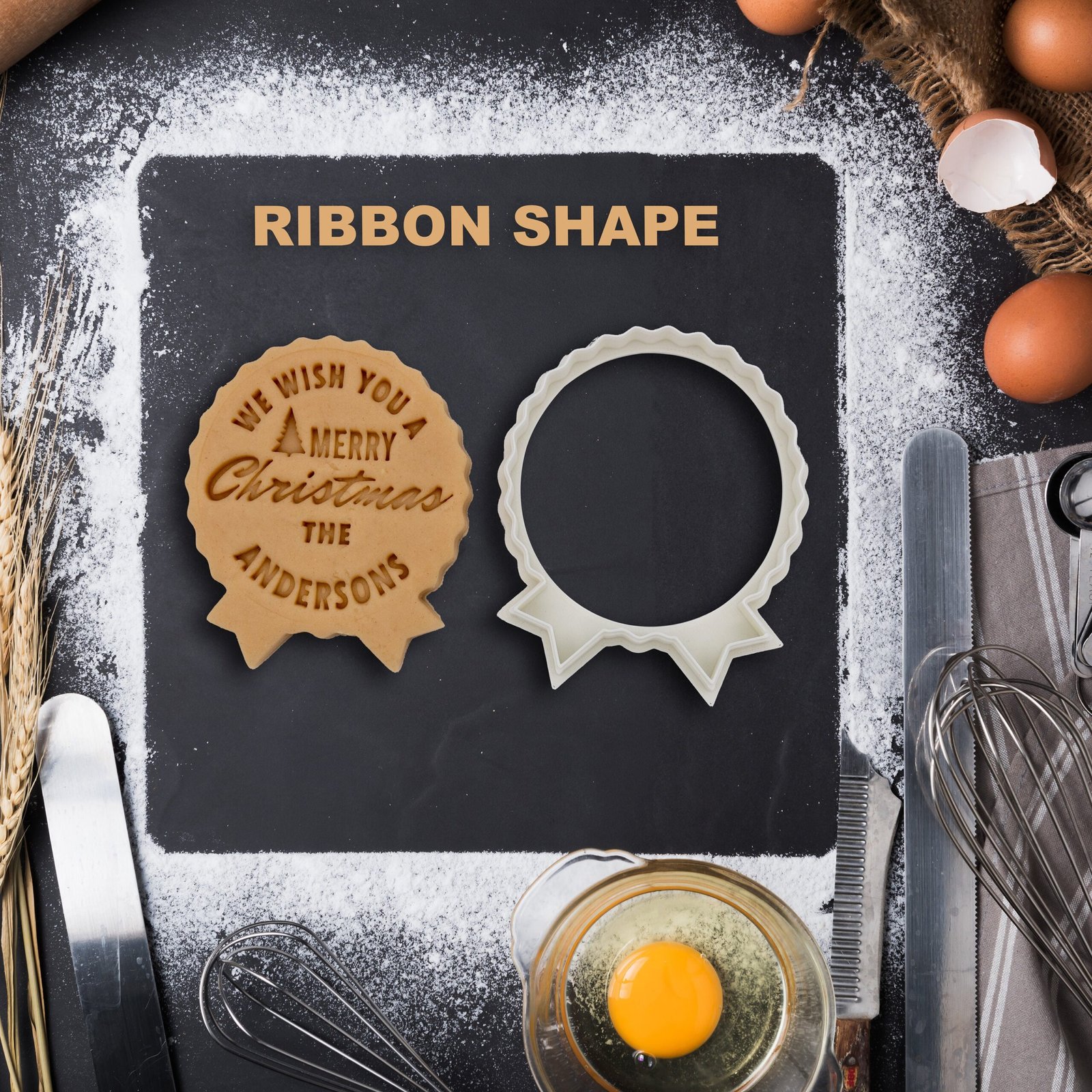 SHIPS FAST! Custom Merry Christmas Cookie Cutter and Name Embosser - Personalized Christmas Cookie Stamp -Family Name Embosser - Image 9