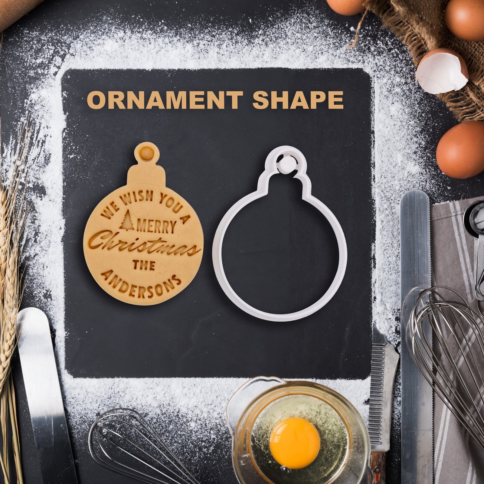 SHIPS FAST! Custom Merry Christmas Cookie Cutter and Name Embosser - Personalized Christmas Cookie Stamp -Family Name Embosser - Image 8