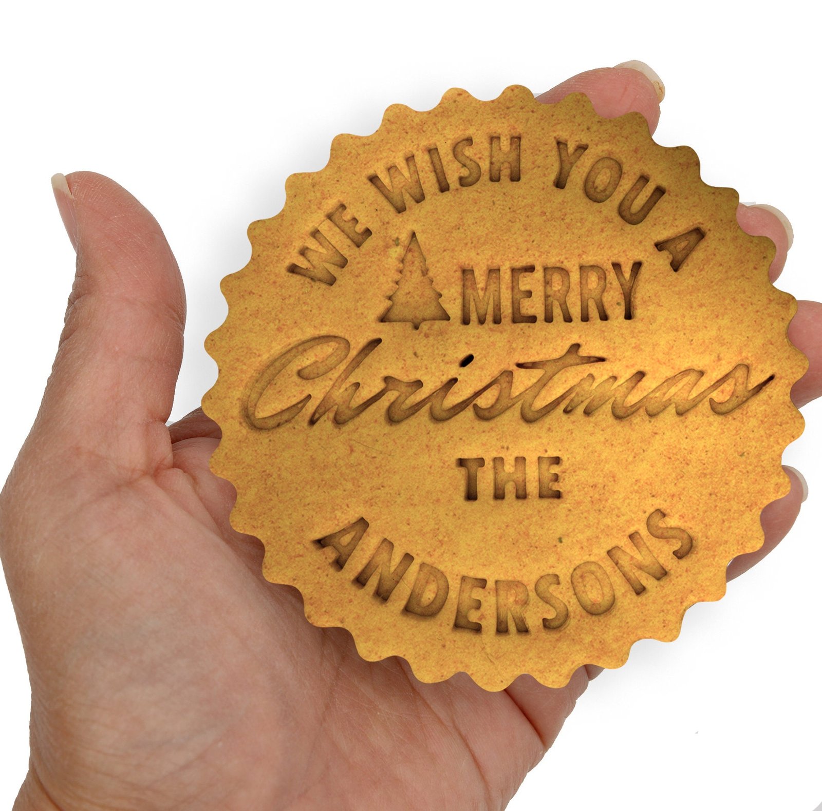 SHIPS FAST! Custom Merry Christmas Cookie Cutter and Name Embosser - Personalized Christmas Cookie Stamp -Family Name Embosser - Image 2