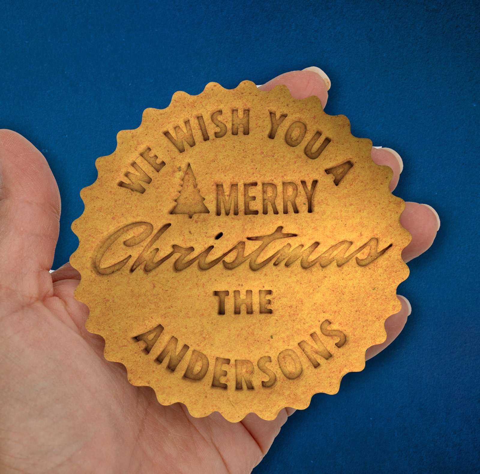 SHIPS FAST! Custom Merry Christmas Cookie Cutter and Name Embosser - Personalized Christmas Cookie Stamp -Family Name Embosser