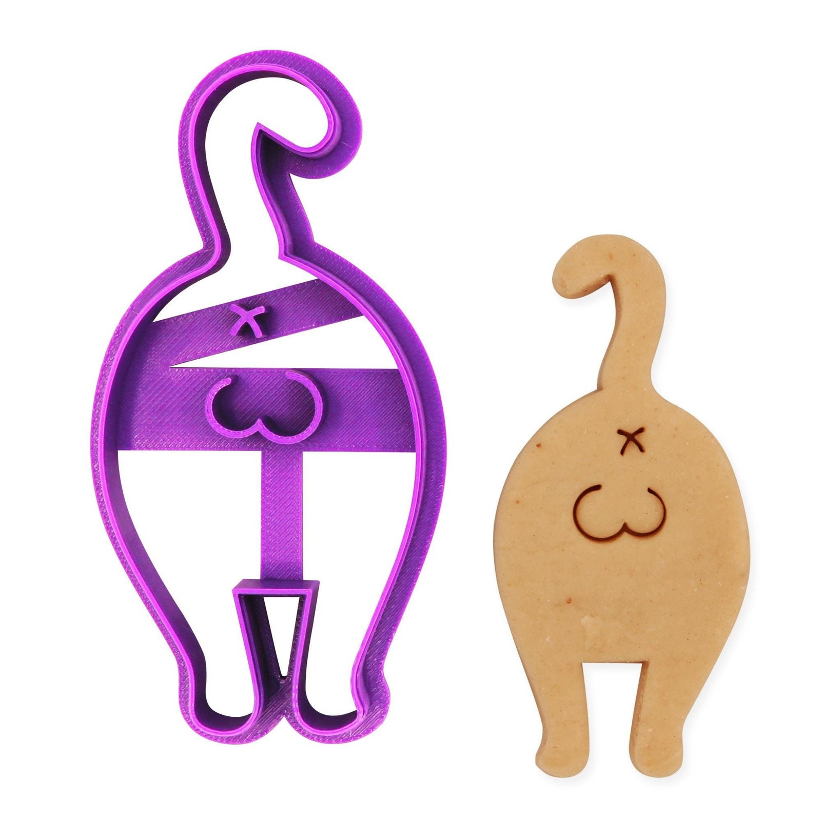 Kitty Butt Cookie Cutter - Adorable Cat Bum Shape, Friendly roll buttocke, Only, 4-inch Baking Tool