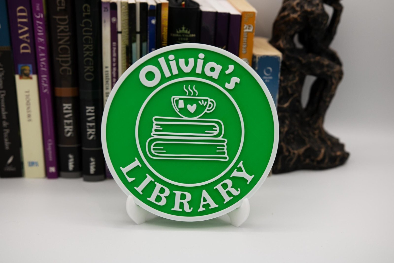 Personalized Library Sign, Custom Name Bookshelf Decor, 3D Printed Book Nook Sign with Stand, Gift for Book Lovers - Image 5