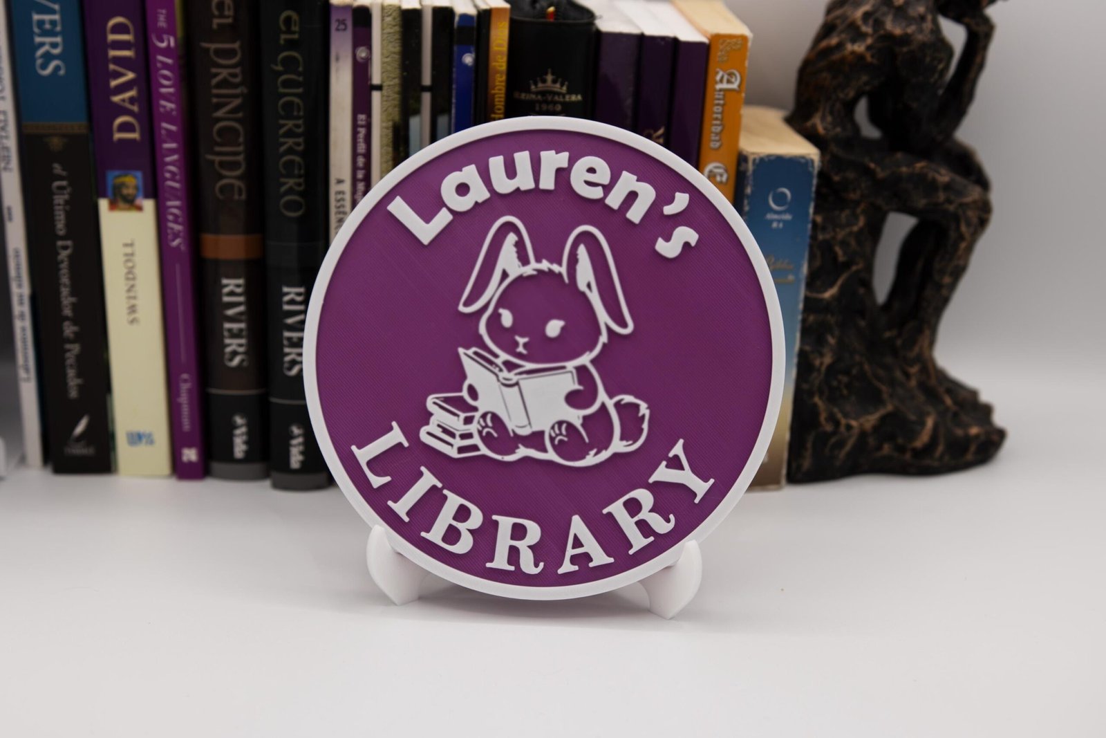 Personalized Library Sign, Custom Name Bookshelf Decor, 3D Printed Book Nook Sign with Stand, Gift for Book Lovers - Image 7