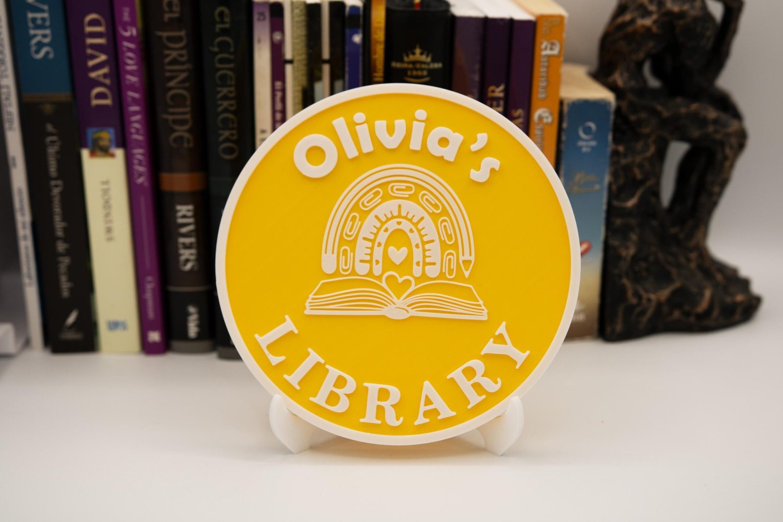 Personalized Library Sign, Custom Name Bookshelf Decor, 3D Printed Book Nook Sign with Stand, Gift for Book Lovers - Image 8