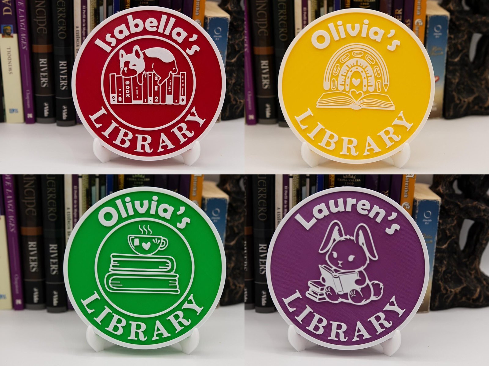 Personalized Library Sign with Stand: Custom 3D Printed Bookshelf and Book Nook Decor - Image 5