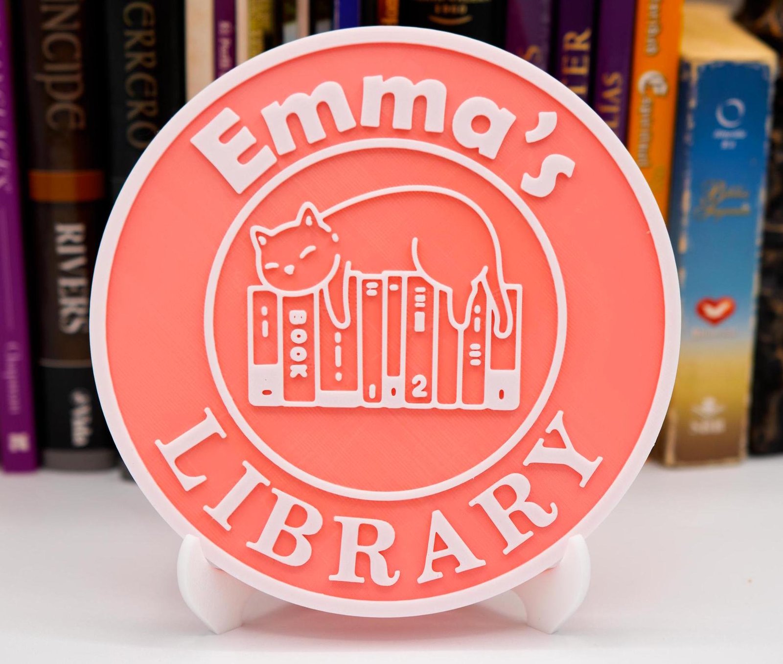 Personalized Library Sign, Custom Name Bookshelf Decor, 3D Printed Book Nook Sign with Stand, Gift for Book Lovers - Image 3