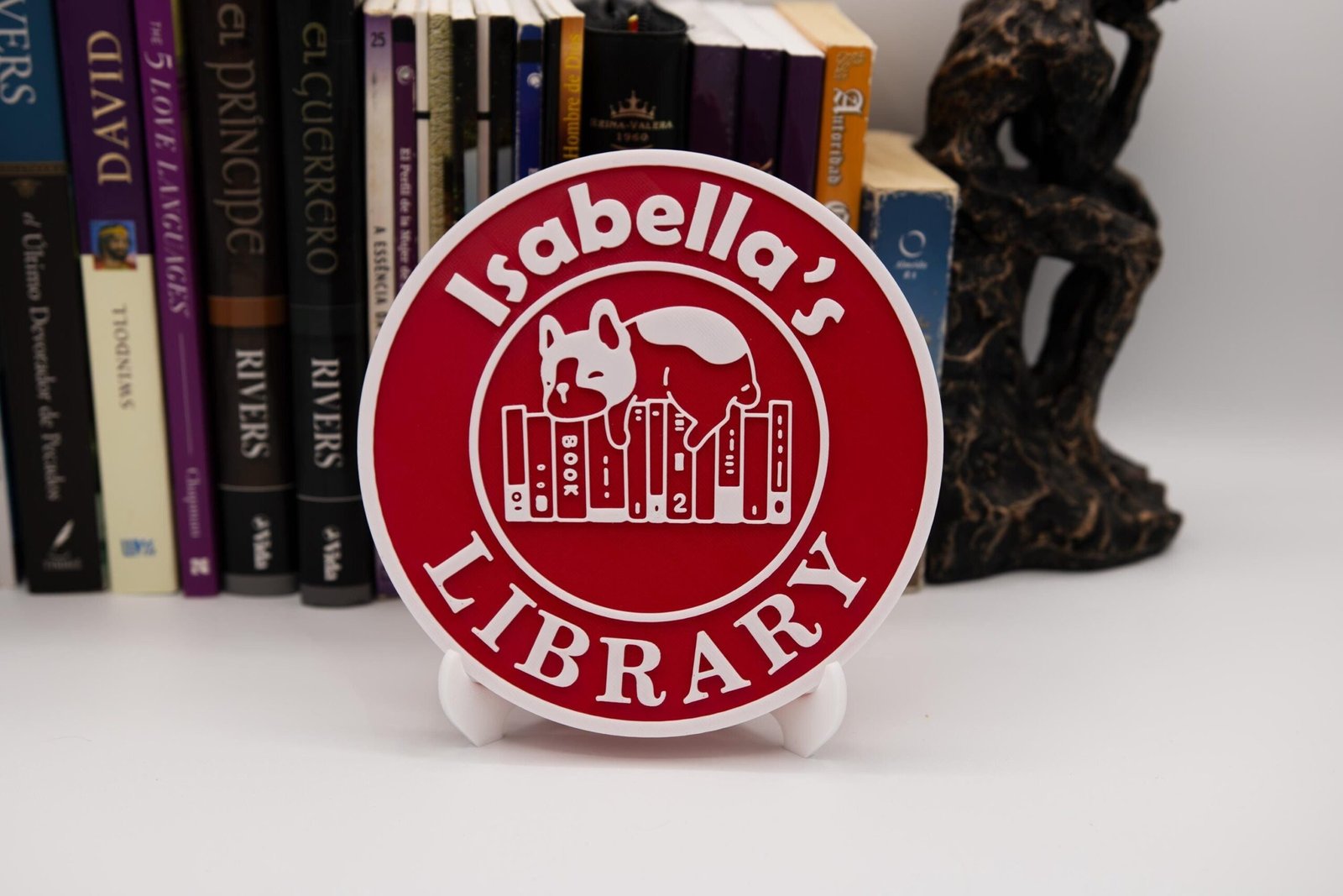 Personalized Library Sign, Custom Name Bookshelf Decor, 3D Printed Book Nook Sign with Stand, Gift for Book Lovers - Image 2