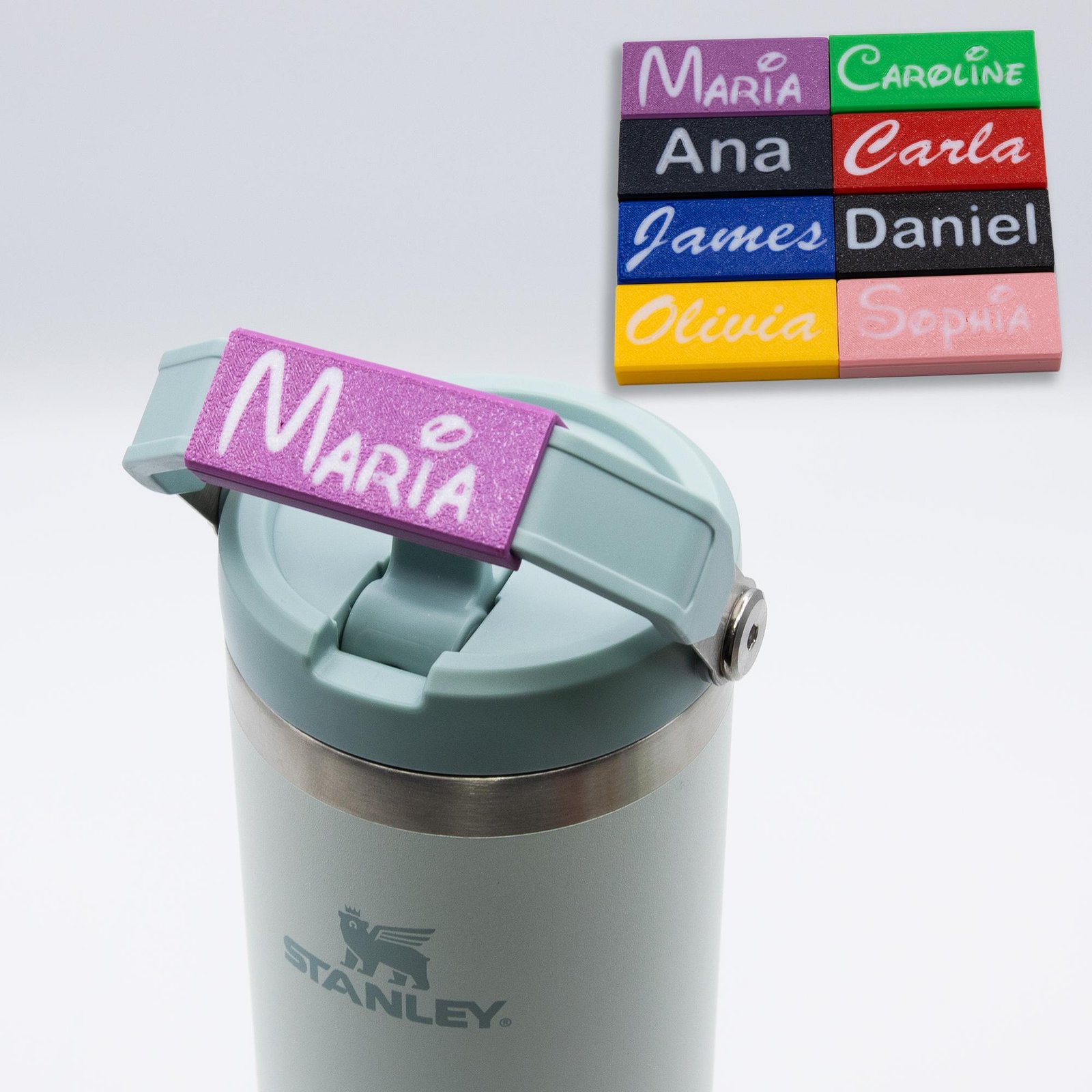 Personalized Stanley Tumbler Custom Handle Name Plate | 20oz & 30oz IceFlow Flip Straw | Handle Name Plate Snap-on Tumbler Lovers - Image 5