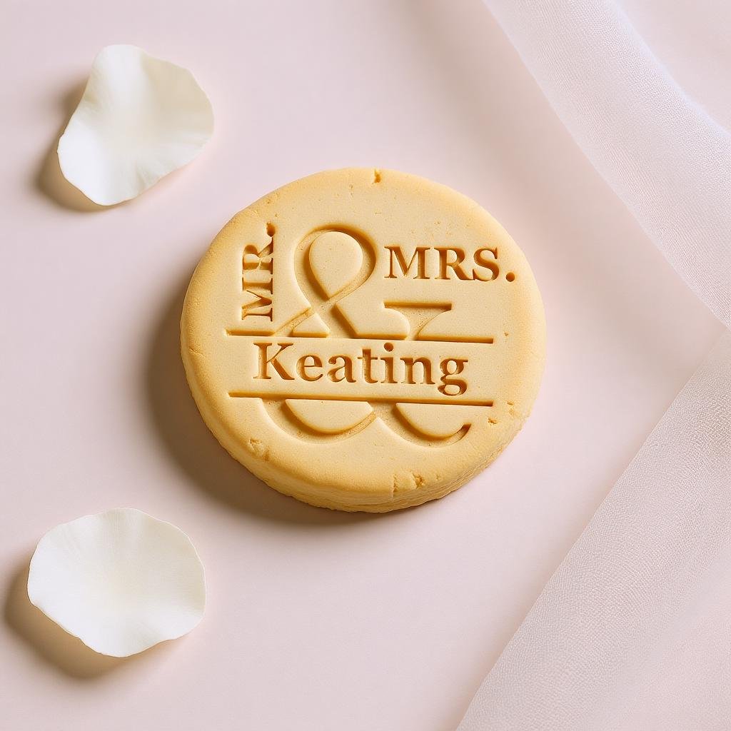 Personalized Mr & Mrs Wedding Cookie Stamp, Custom Name Fondant Embosser - Image 3