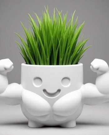 Funny Flexing Muscle Planter: Unique Gym Decor - plant not included