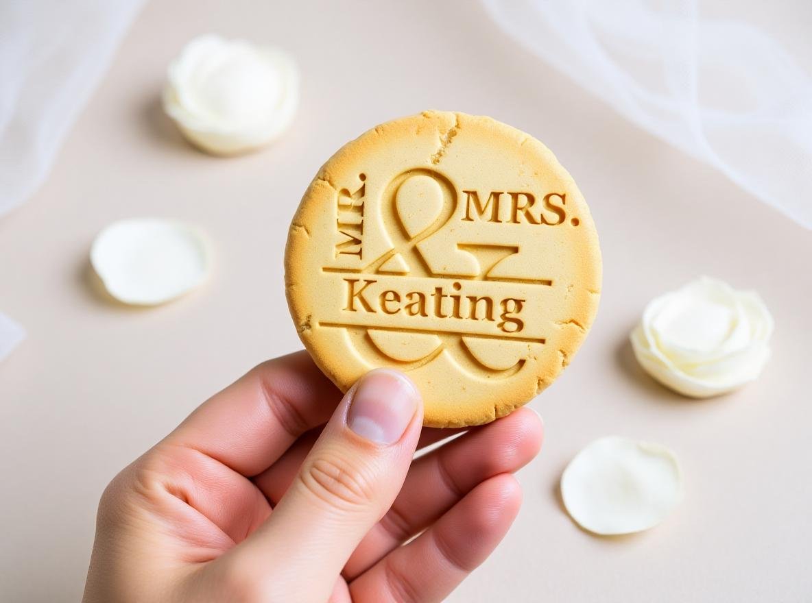 Personalized Mr & Mrs Wedding Cookie Stamp, Custom Name Fondant Embosser - Image 5