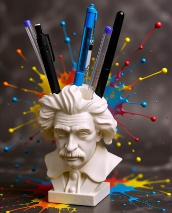 3D Printed Einstein Pen Holder: Unique STEM Desk Organizer