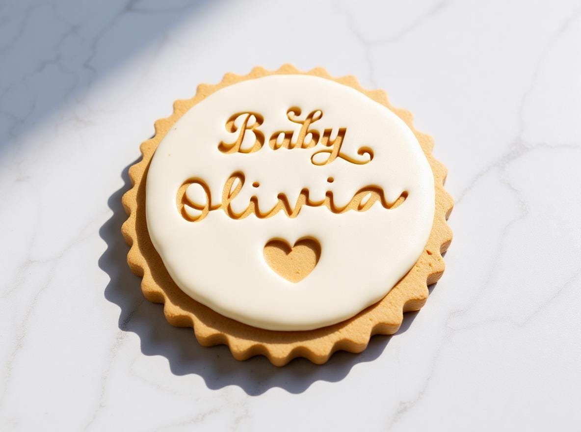 Personalized Baby Name Cookie Stamp and Cutter, Heart Design Baby Shower Fondant Embosser - Image 5