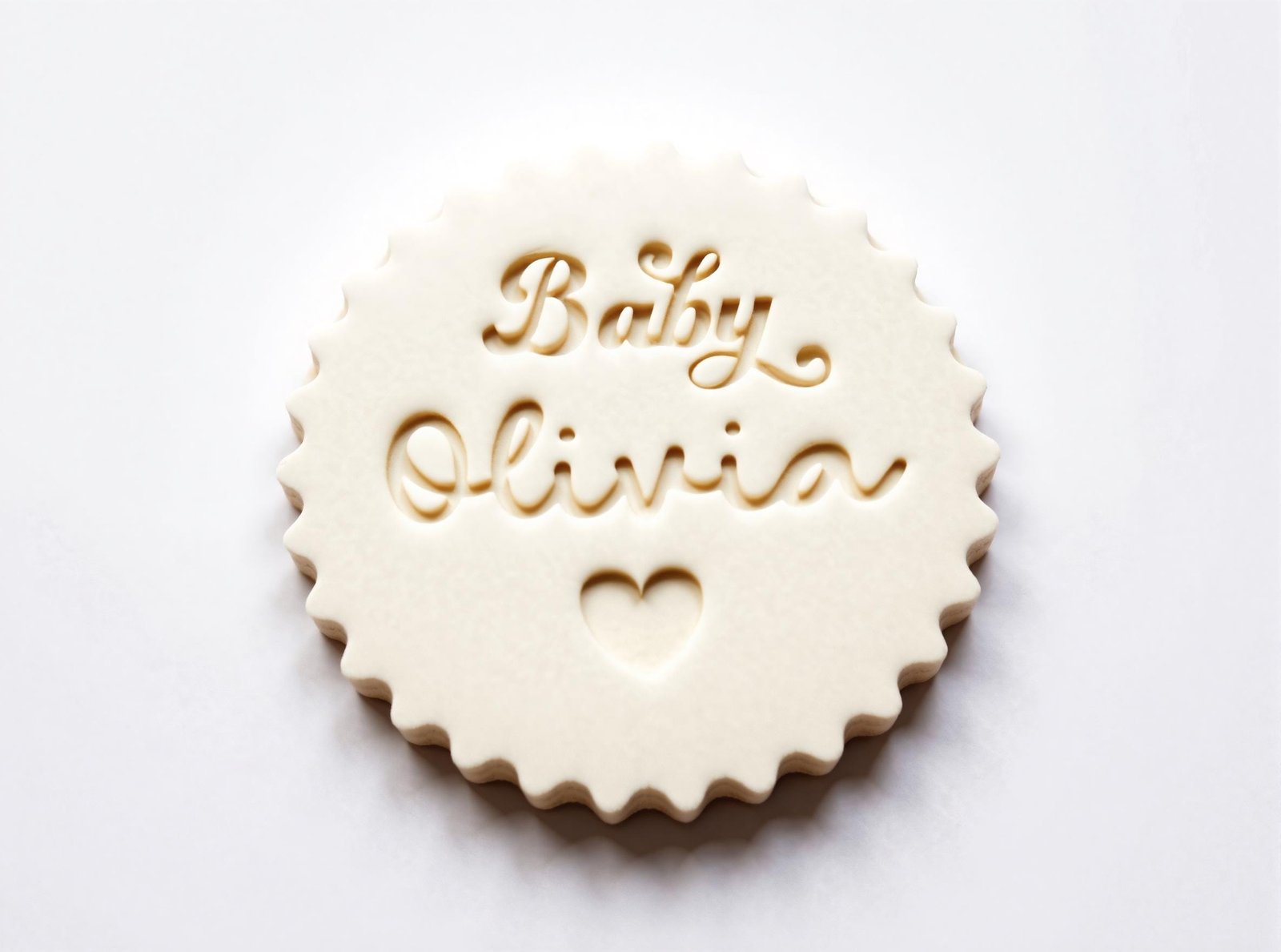 Personalized Baby Name Cookie Stamp and Cutter, Heart Design Baby Shower Fondant Embosser - Image 2