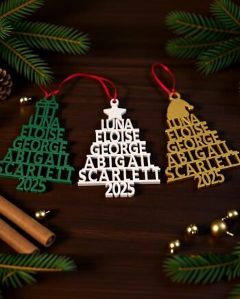 Personalized Family Christmas Ornament 2025 | Custom Names | Plastic & Gift Tree Decoration