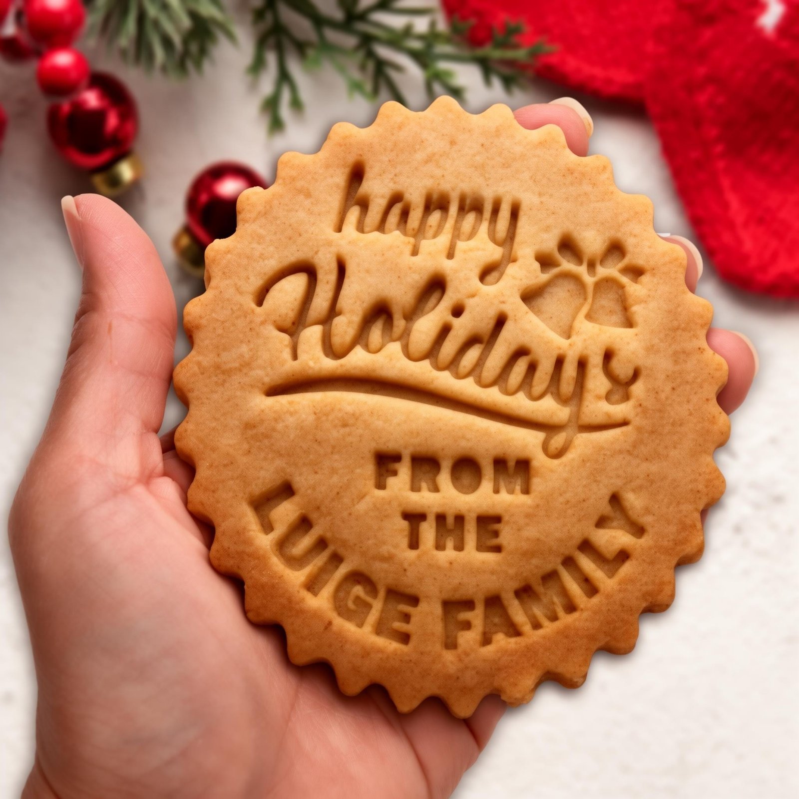 Custom Christmas Cookie Cutter & Stamp — Personalized Family Name Holiday Cookie Press — 3D Printed Cookie Cutter, Gift-Ready Baking Set - Image 2