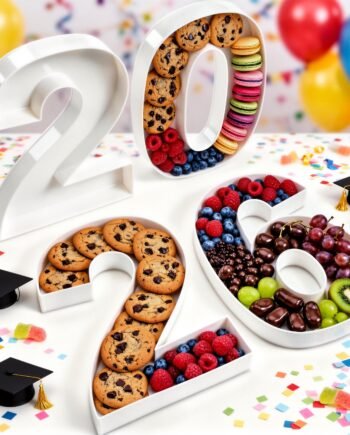 2026 Number Tray Kit (6″–13″) – Charcuterie Display for Treats, Candy, Cake Pops – Reusable, Hand‑Wash Party Décor PLASTIC Number Tray