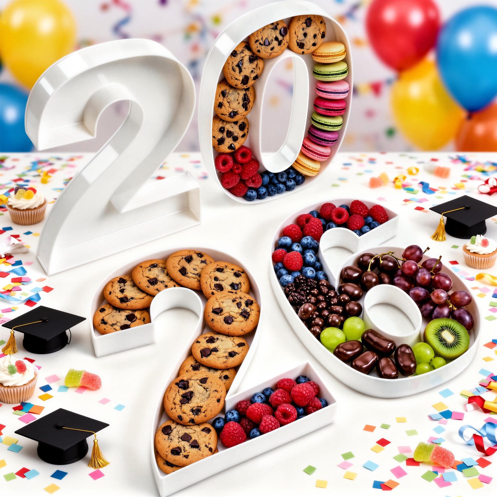2026 Number Tray Kit (6″–13″) – Charcuterie Display for Treats, Candy, Cake Pops – Reusable, Hand‑Wash Party Décor PLASTIC Number Tray