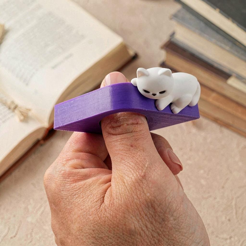 Chibi Cat Book Page Holder – Thumb Reading Accessory - Image 3