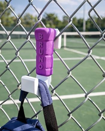 Personalized Tennis Bag Hook – Tennis Racket Fence Hanger – Custom Sports Gear Accessory - Racket Handle Design