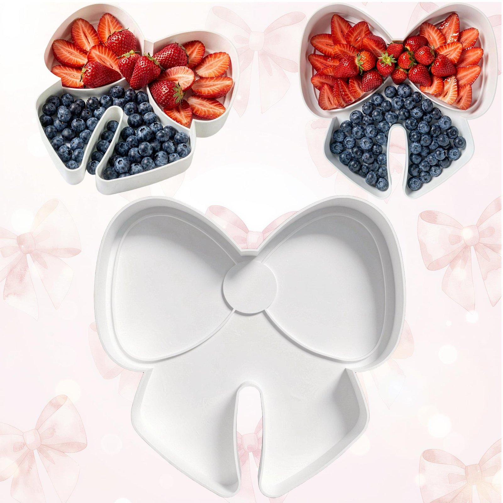 Coquette Bow Snack Tray, Reusable Plastic Charcuterie Tray, Baby Shower Dessert Display, Bow Party Serving Tray, Bridal Shower Table Decor