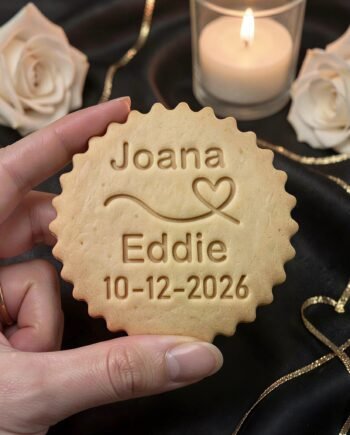 Personalized Wedding Cookie Stamp Set with Cutter, Names & Date Fondant Embosser