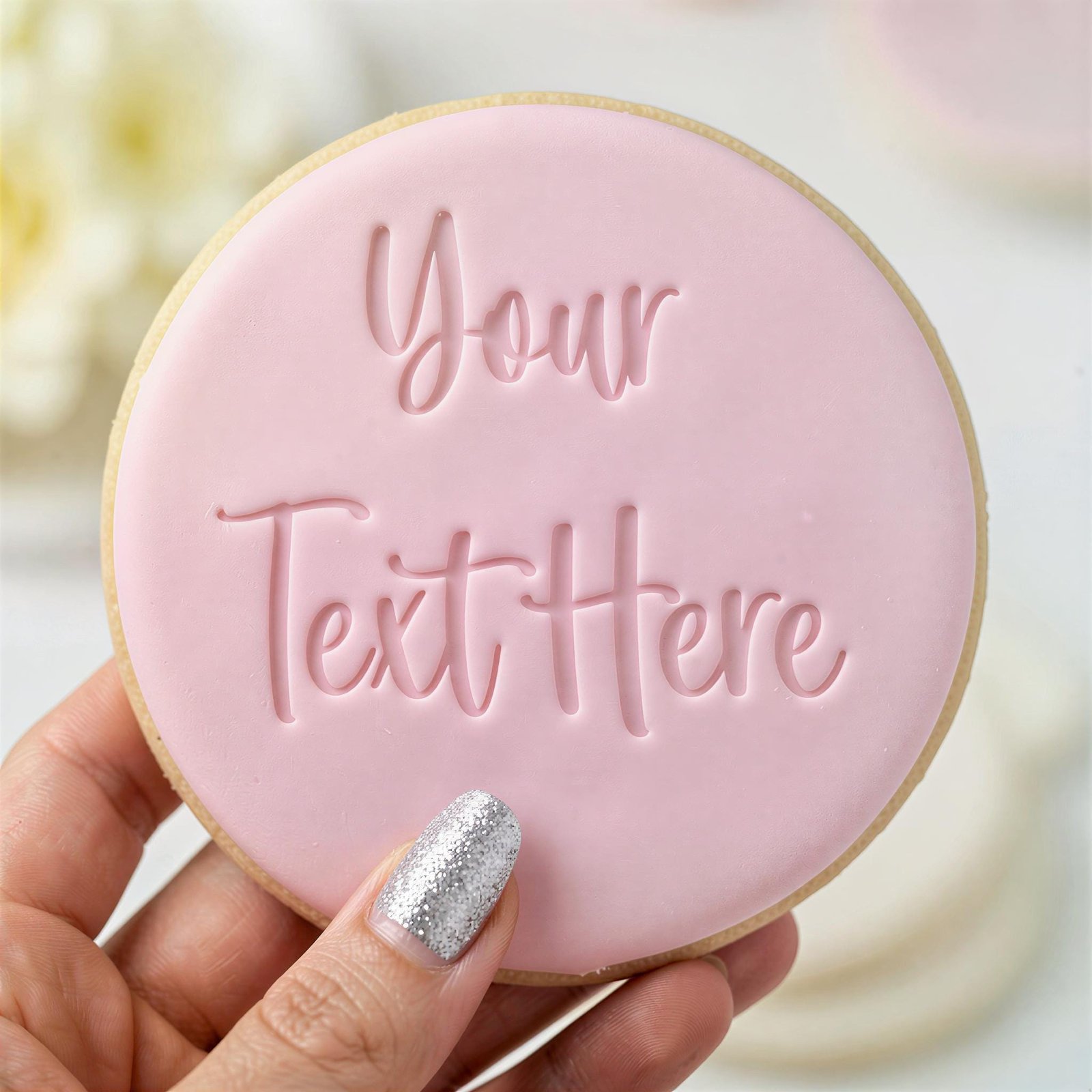 Custom Text Fondant Stamp, Personalized Cookie Embosser, Any Name or Phrase Stamp for Cookies, Cupcakes, Wedding Treats, Birthday Baking