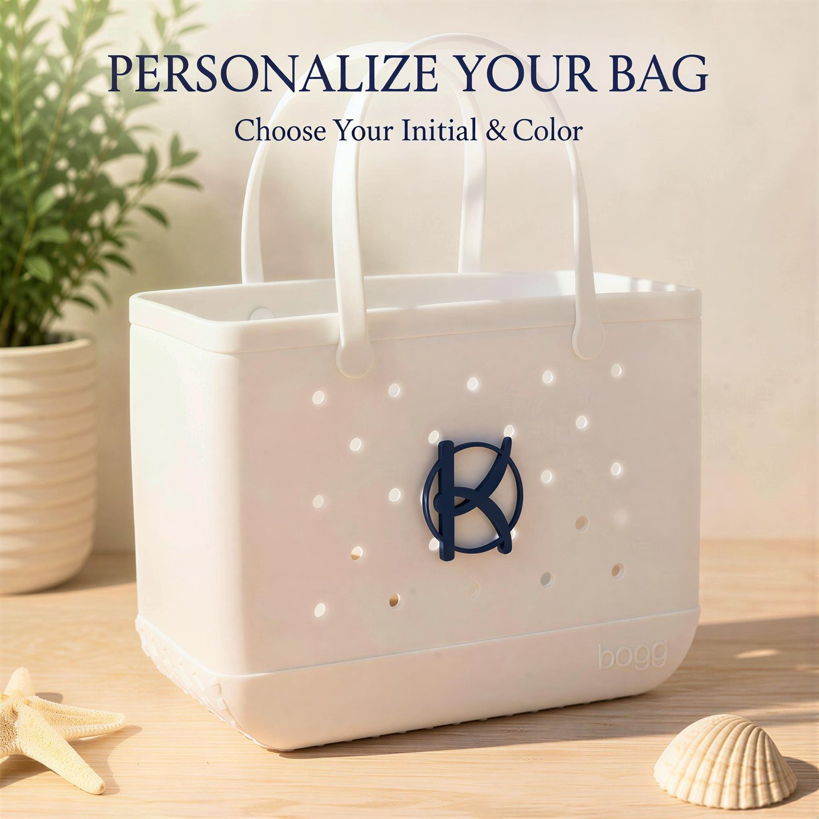 Personalized 3D-Printed Circle Monogram Charm Compatible with Bogg Bag: 4-Inch Initial - Image 3