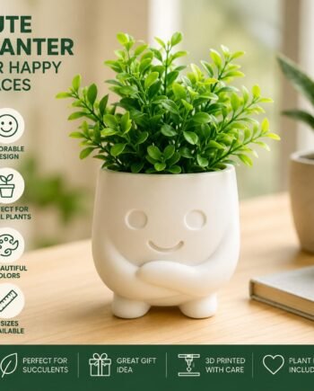 Smiling Face Planter, Succulent Pot, Zen Desk Decor, Plant Lover Gift
