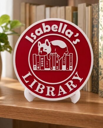 Personalized Library Sign, Custom Name Bookshelf Decor, 3D Printed Book Nook Sign with Stand, Gift for Book Lovers