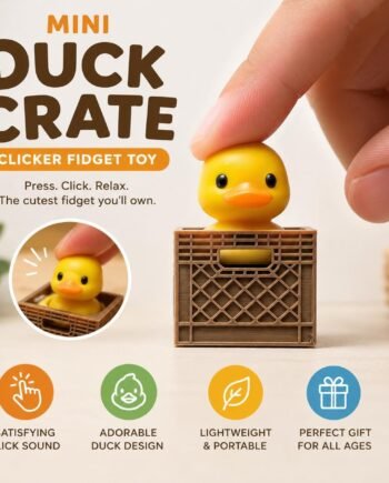 Mini Duck Crate Clicker Fidget Toy, ASMR Anxiety Relief 3D Printed Desk Buddy