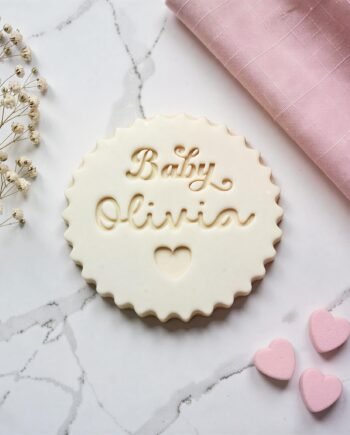 Personalized Baby Name Cookie Stamp and Cutter, Heart Design Baby Shower Fondant Embosser
