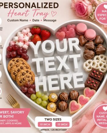 Personalized Heart Charcuterie Tray, Custom Name Candy and Dessert Display