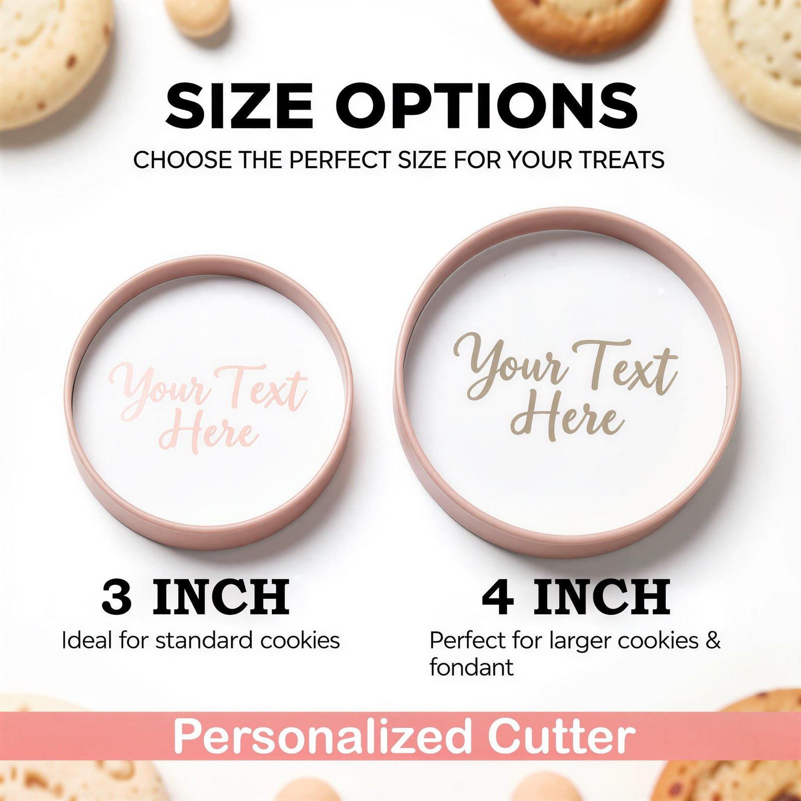 Custom Text Fondant Stamp, Personalized Cookie Embosser, Any Name or Phrase Stamp for Cookies, Cupcakes, Wedding Treats, Birthday Baking - Image 2