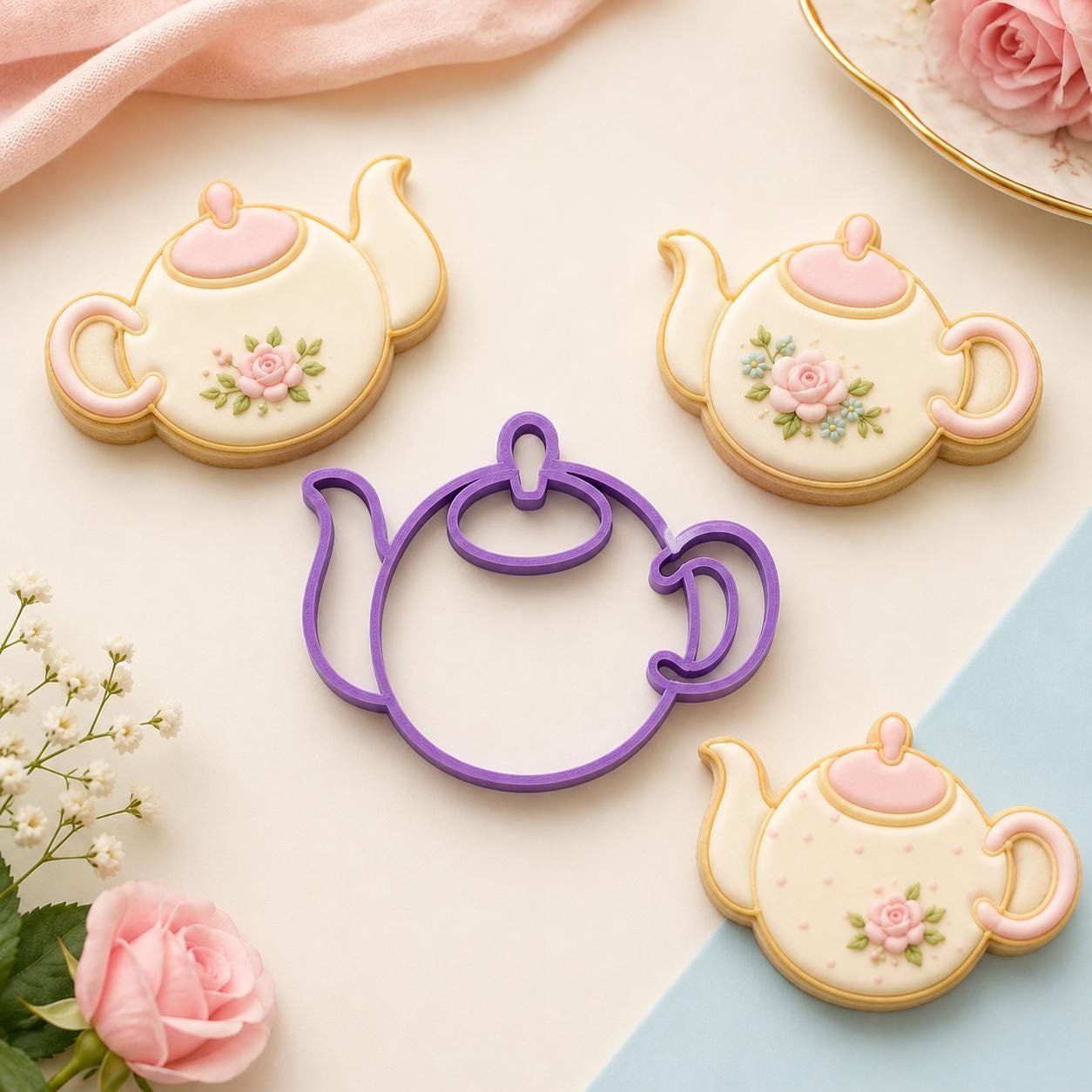 Vintage Teapot Cookie Cutter, Tea Party Baking Tool, Bridal Shower Fondant and Clay Cutter