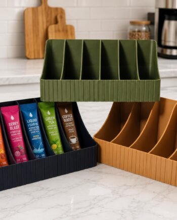 6-Slot Drink Mix Packet Organizer, 3D Printed PLA Holder, Countertop Hydration Station