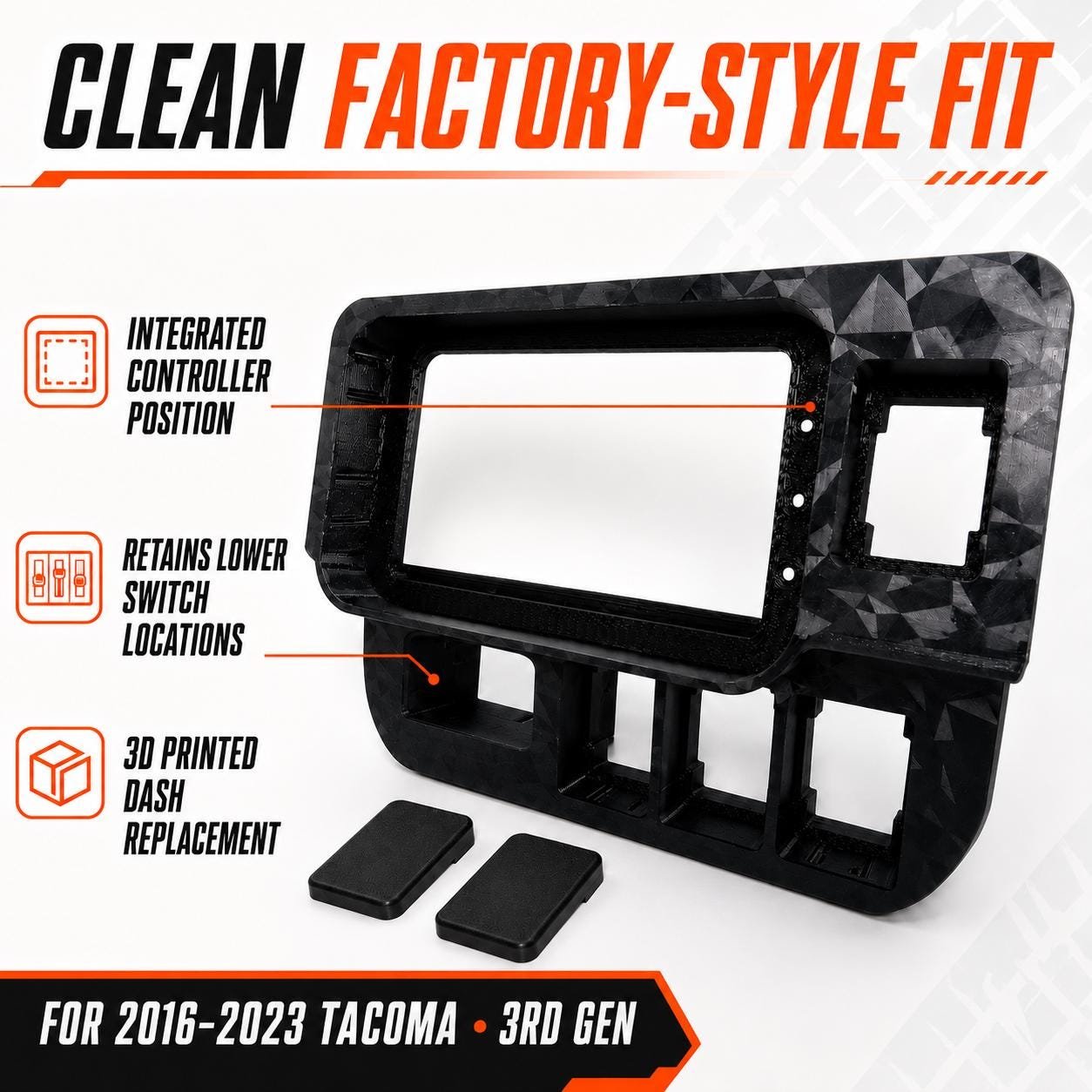 Tacoma 3rd Gen Auxbeam Switch Panel Mount, 2016–2023 Dash Bezel, 6/8 Gang - Image 3