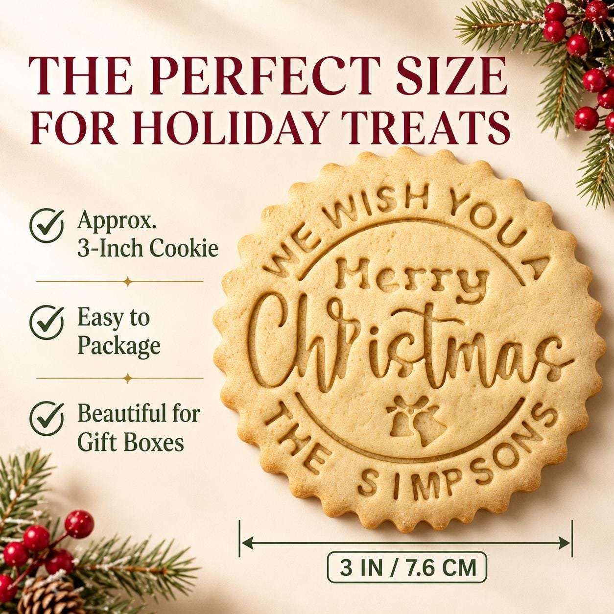 Personalized Christmas Cookie Stamp and Cutter, 3-Inch Custom Family Name Embosser - Image 6