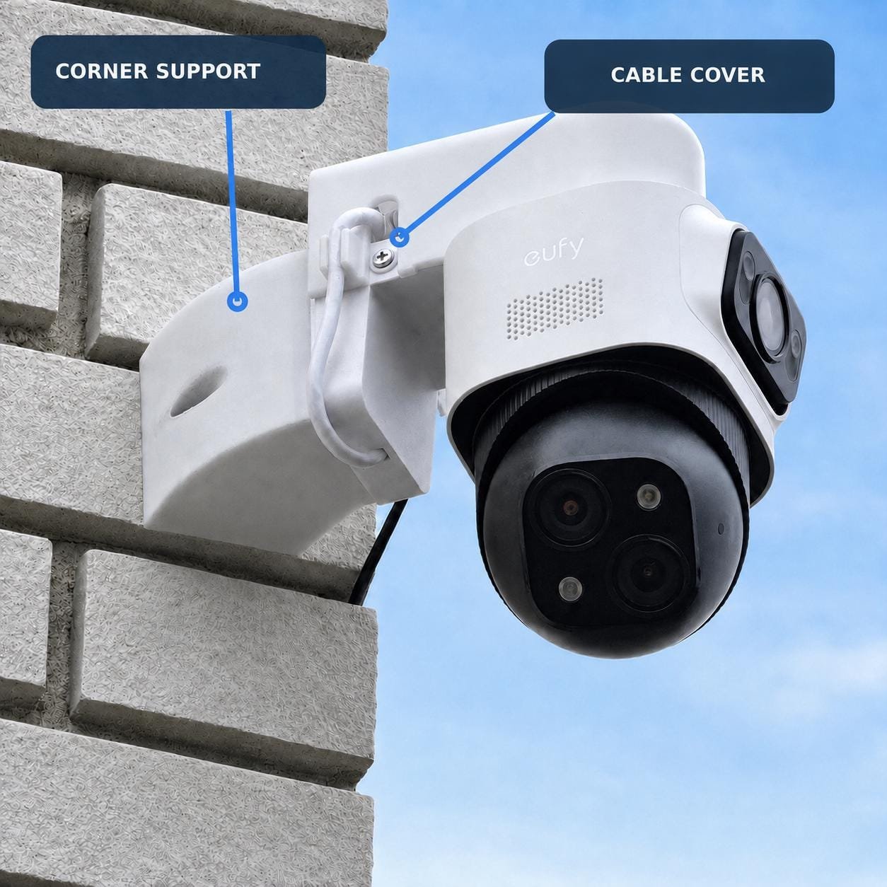 Eufy PoE Cam S4 Corner Mount & Cable Cover, Outdoor Wall Support Bracket, S4 Max Camera Accessory - Image 6