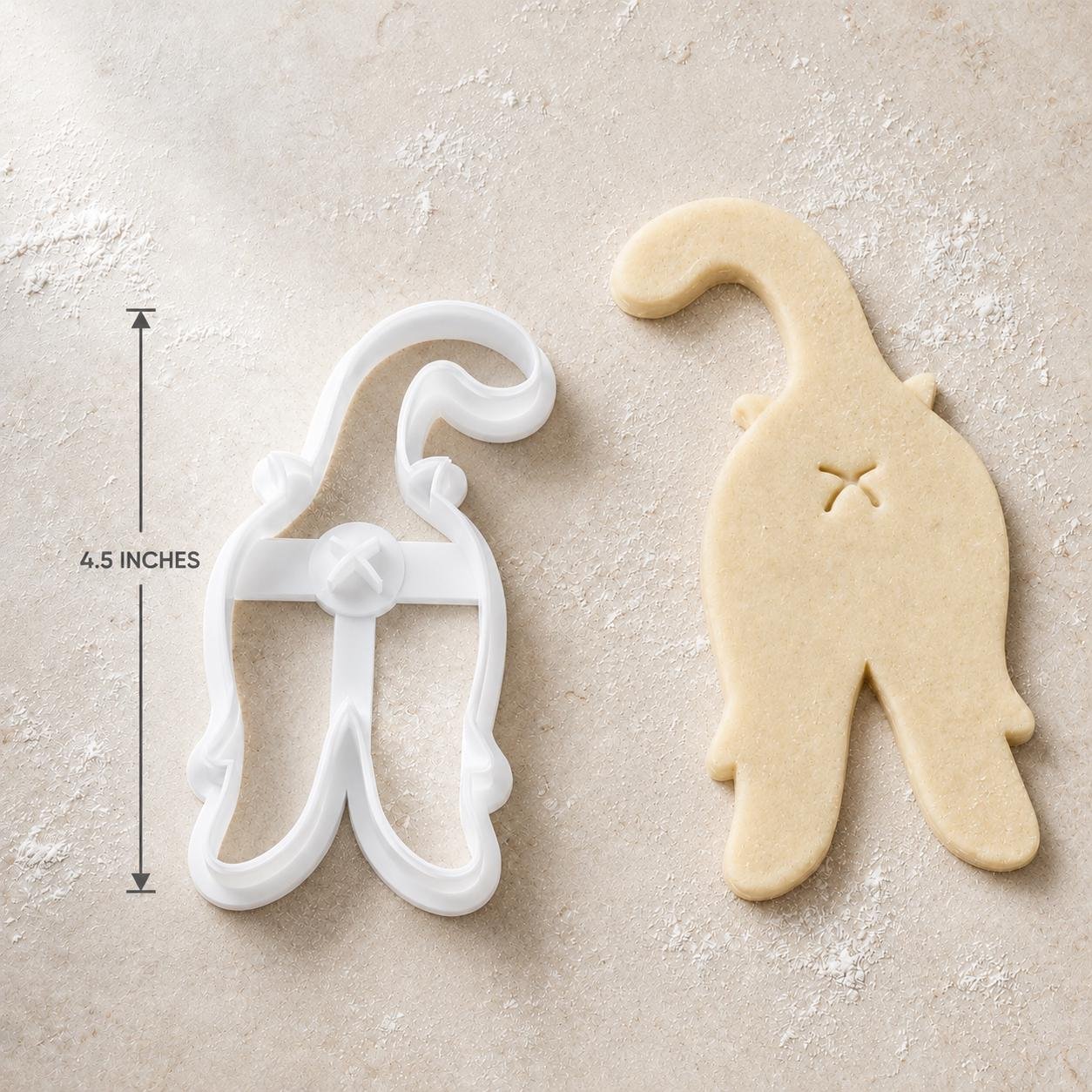 Cat Butt Cookie Cutter and Stamp, 4.5-Inch Kitty Bum Baking Tool, Fondant Clay - Image 2