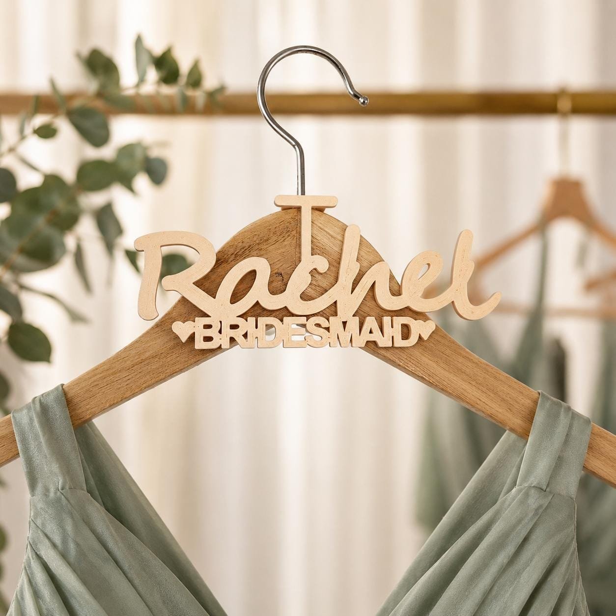 Personalized Wedding Dress Hanger Attachment, Custom Bride or Bridesmaid Name Tag - Image 2