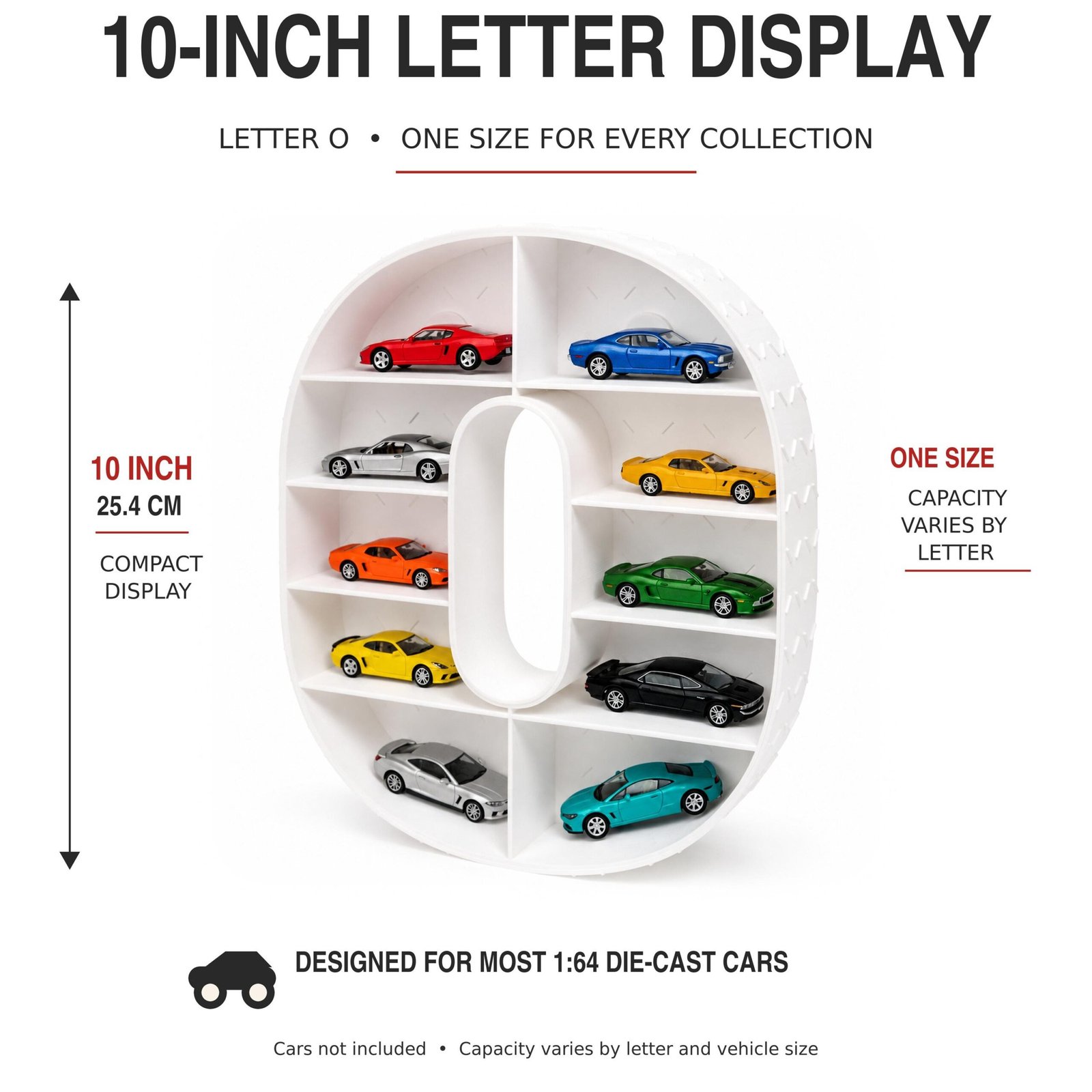 Personalized Toy Car Display Letter, 10 Inch Kids Room Wall Organizer for 1:64 Diecast Cars Diamond-Plate Texture - Image 10