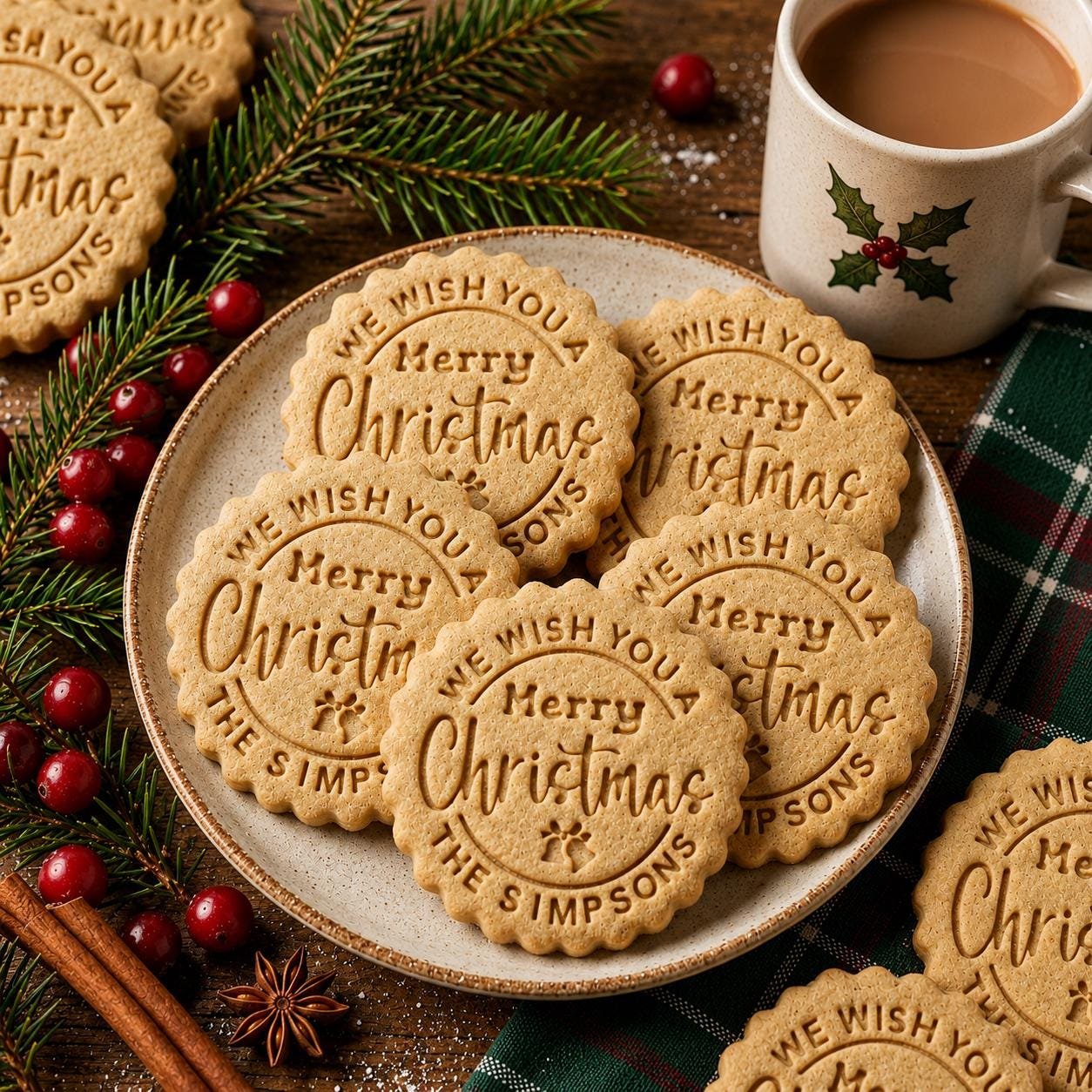 Personalized Christmas Cookie Stamp and Cutter, 3-Inch Custom Family Name Embosser