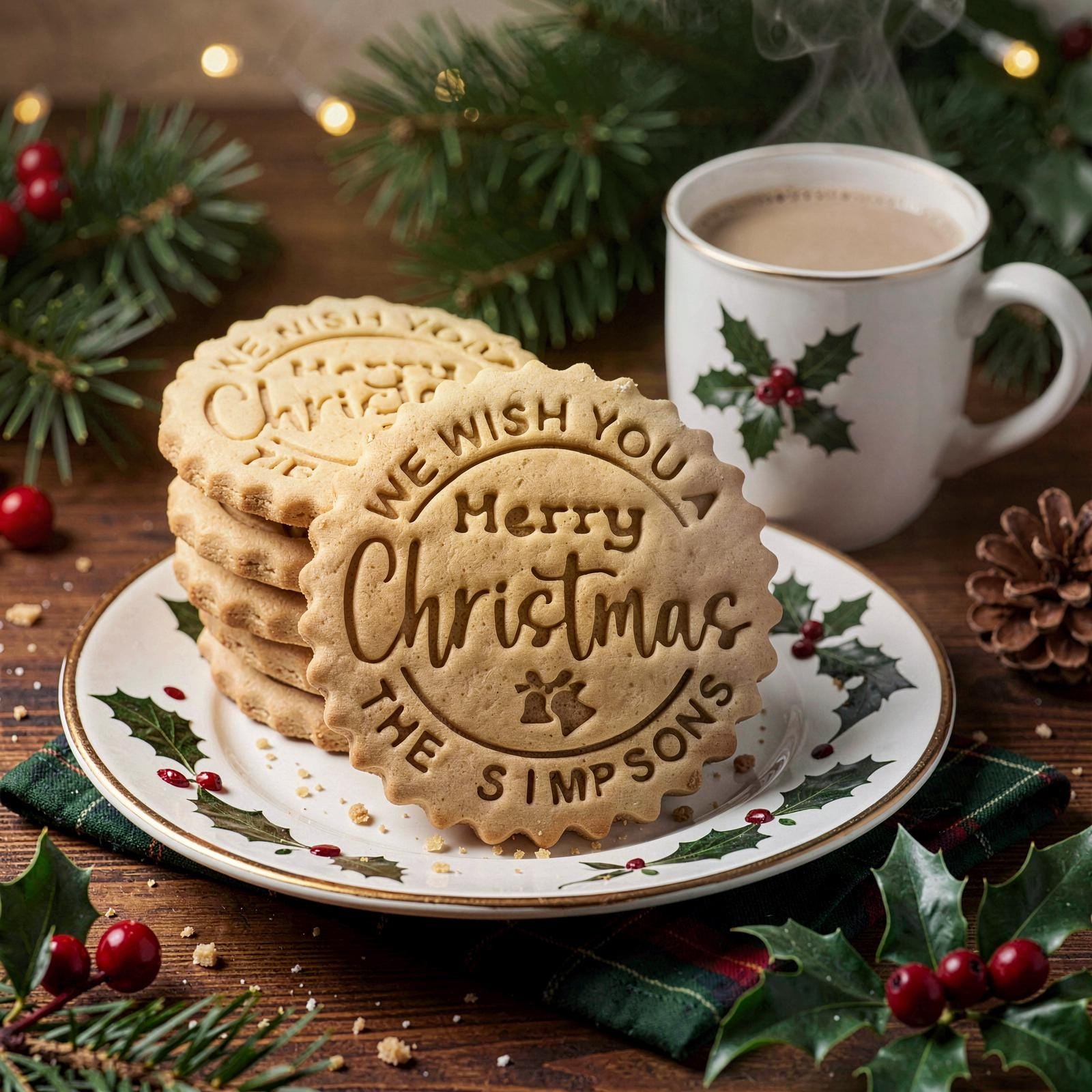 Personalized Christmas Cookie Stamp & Cutter, Custom Family Name, Four Shapes, Recipe included - Image 3