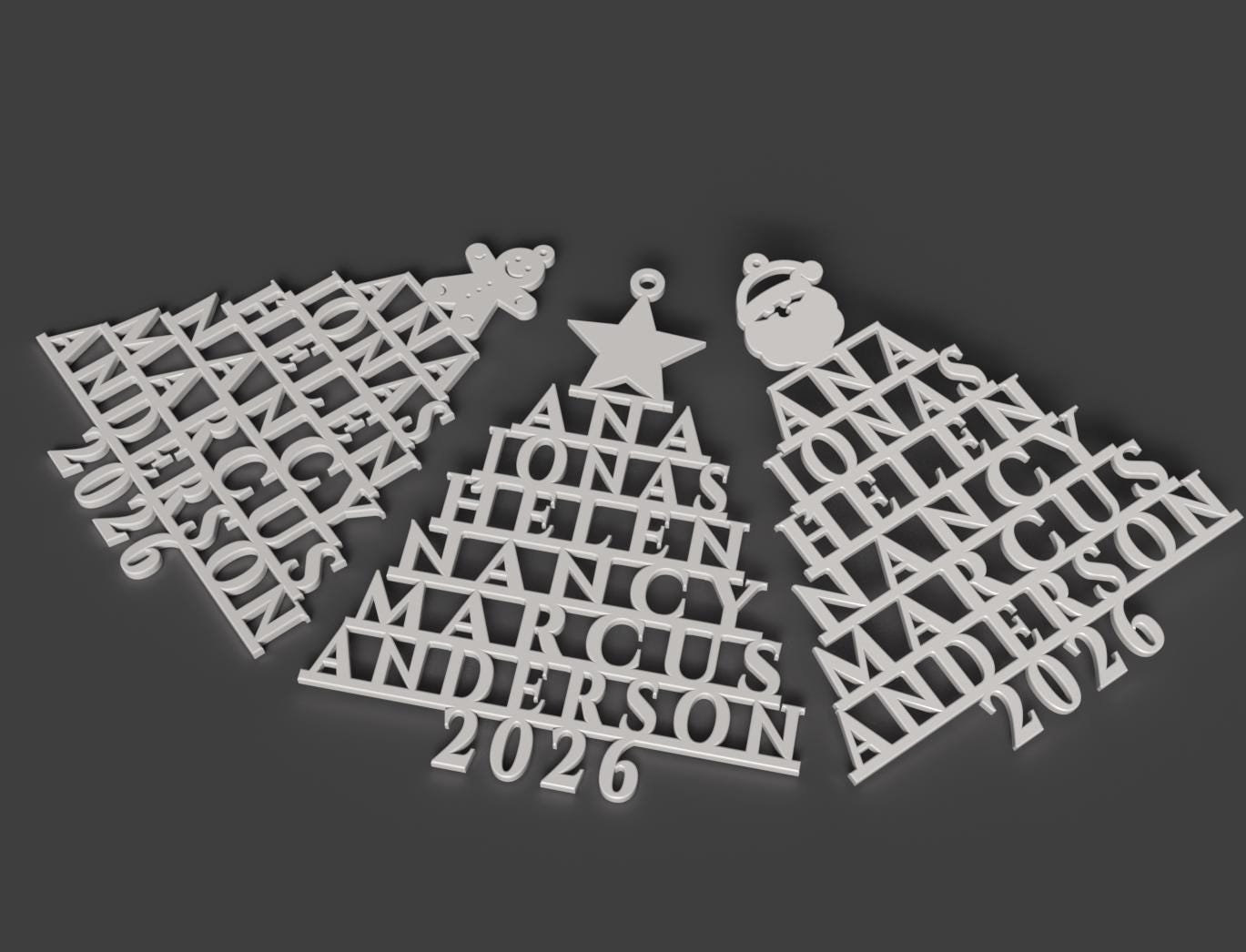 Personalized Family Christmas Ornament 2026, Custom Name Tree with Choice of Topper - Image 7