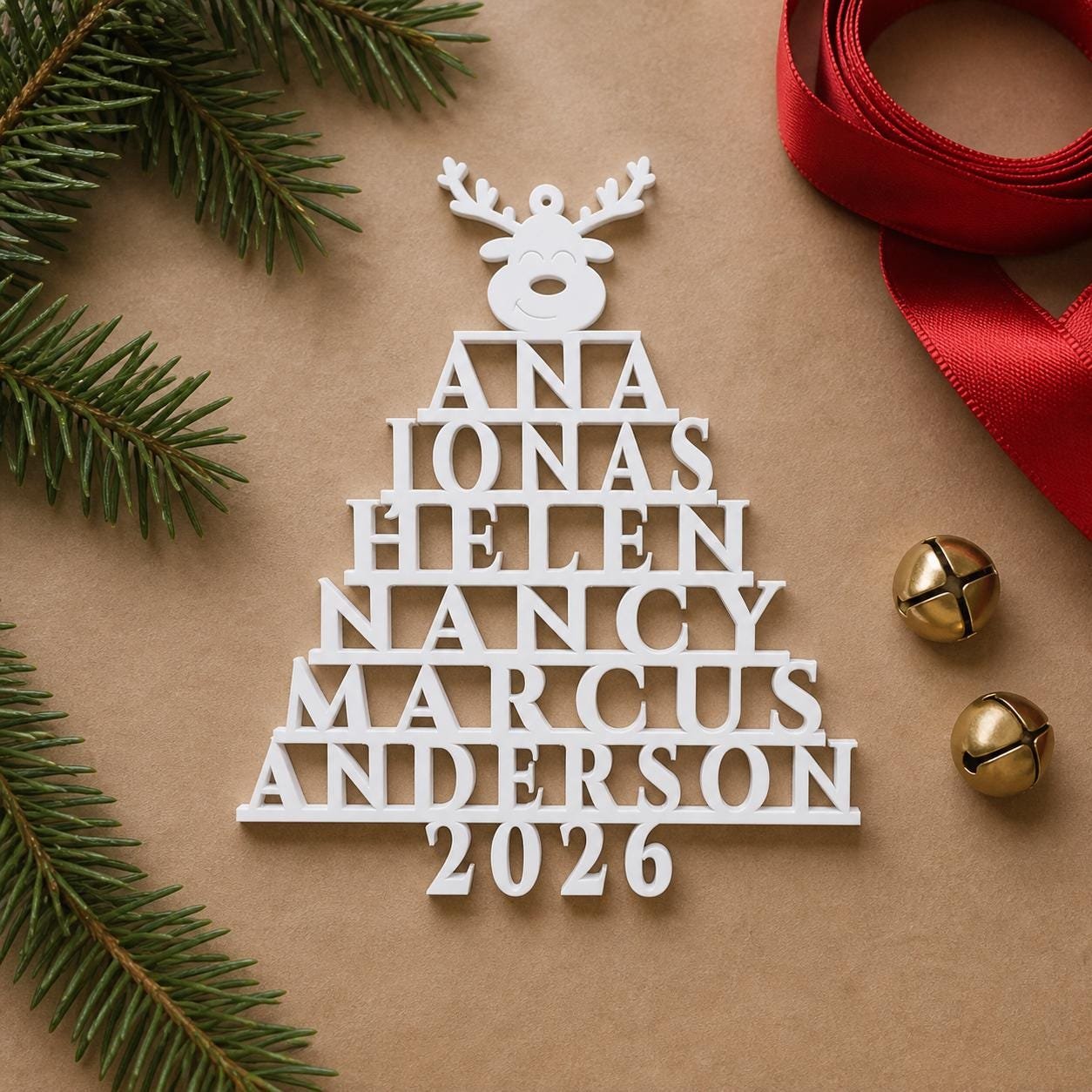 Personalized Family Christmas Ornament 2026, Custom Name Tree with Choice of Topper - Image 5