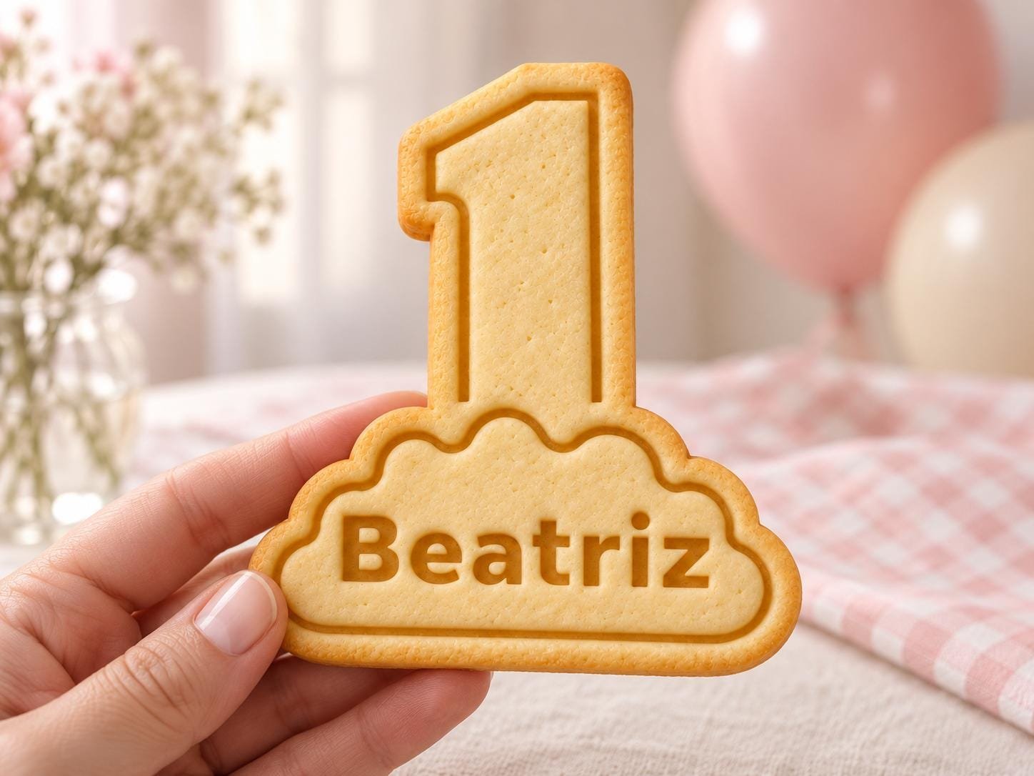 Personalized Birthday Number Cookie Cutter and Stamp, Custom Name Cloud, Ages 1–10