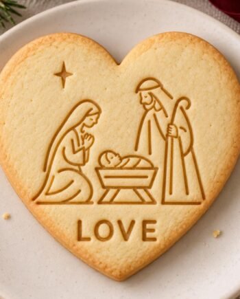 Nativity Heart Cookie Cutter and Stamp, Mary Joseph Baby Jesus, Custom Christmas Baking